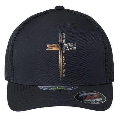 John 3:16 Christian Cross Bible Gift Flexfit Unipanel Trucker Cap