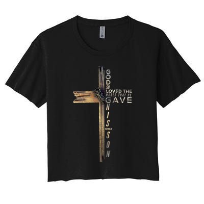 John 3:16 Christian Cross Bible Gift Crop Top