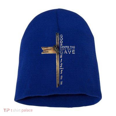 John 3:16 Christian Cross Bible Gift Short Acrylic Beanie