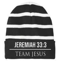 Jeremiah 333 Christian Bible Verses Jesus Christ Tees Gifts Striped Beanie with Solid Band