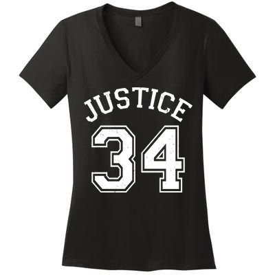 Justice 34 Counts Conviction Trump Women's V-Neck T-Shirt
