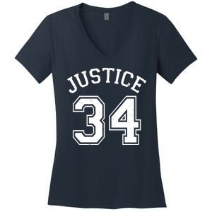 Justice 34 Counts Conviction Trump Women's V-Neck T-Shirt