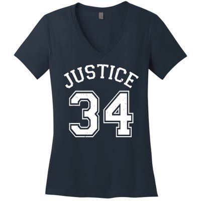 Justice 34 Counts Conviction Trump Women's V-Neck T-Shirt