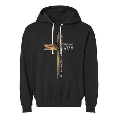 John 3:16 Christian Cross Bible Garment-Dyed Fleece Hoodie