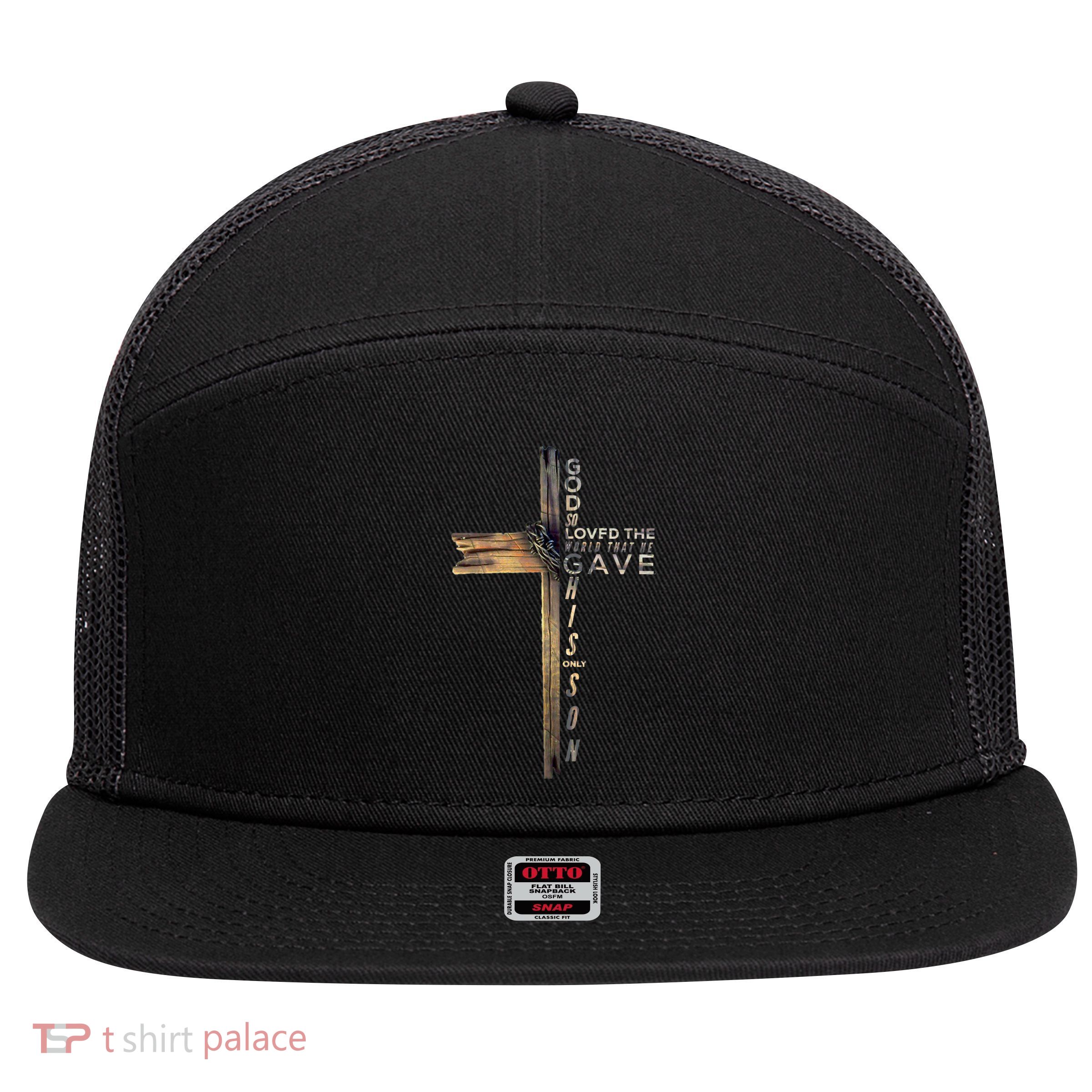 John 3:16 Christian Cross Bible 7 Panel Mesh Trucker Snapback Hat