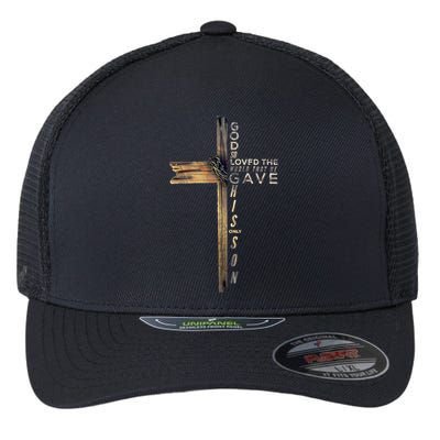John 3:16 Christian Cross Bible Flexfit Unipanel Trucker Cap