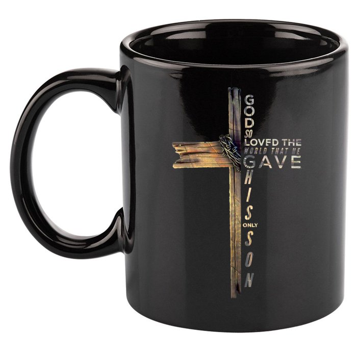John 3:16 Christian Cross Bible 11oz C Handle Ceramic Mug