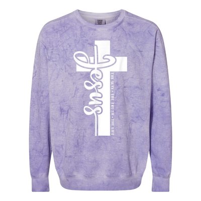 John 3:16 Christian Cross Bible Quote Colorblast Crewneck Sweatshirt