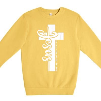 John 3:16 Christian Cross Bible Quote Premium Crewneck Sweatshirt