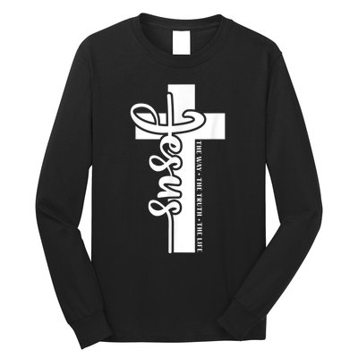 John 3:16 Christian Cross Bible Quote Long Sleeve Shirt