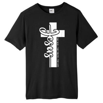 John 3:16 Christian Cross Bible Quote Tall Fusion ChromaSoft Performance T-Shirt