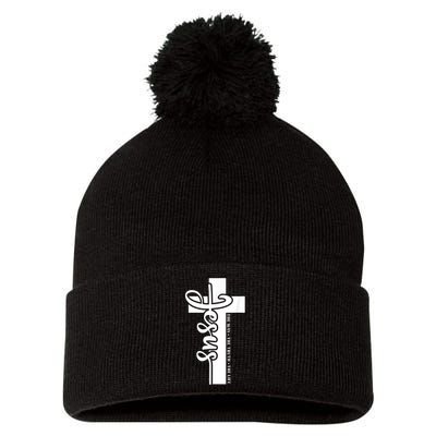 John 3:16 Christian Cross Bible Quote Pom Pom 12in Knit Beanie