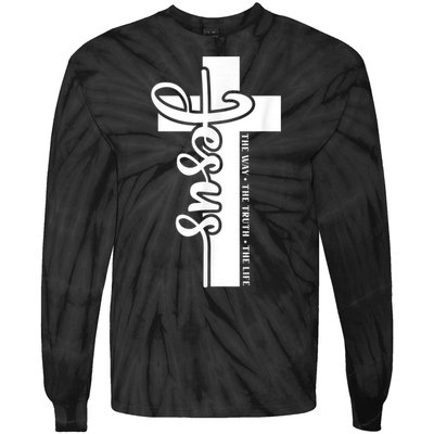 John 3:16 Christian Cross Bible Quote Tie-Dye Long Sleeve Shirt