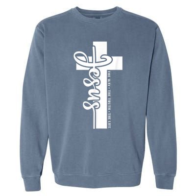 John 3:16 Christian Cross Bible Quote Garment-Dyed Sweatshirt