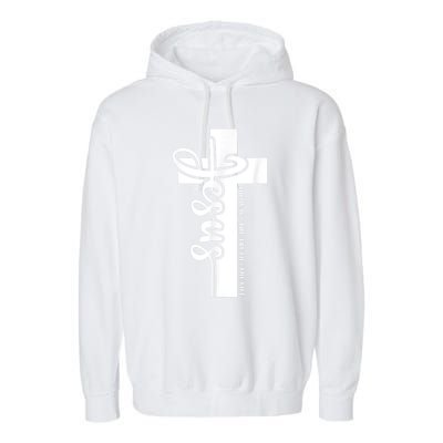 John 3:16 Christian Cross Bible Quote Garment-Dyed Fleece Hoodie