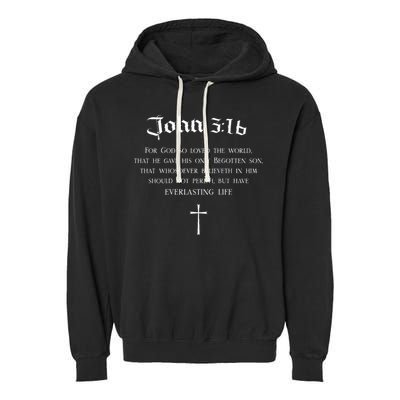 John 316 Christian Bible Verse Wwjd Religious Back Design Garment-Dyed Fleece Hoodie