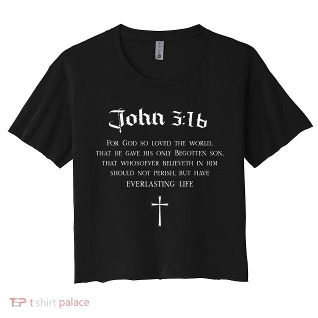 John 316 Christian Bible Verse Wwjd Religious Back Design Crop Top