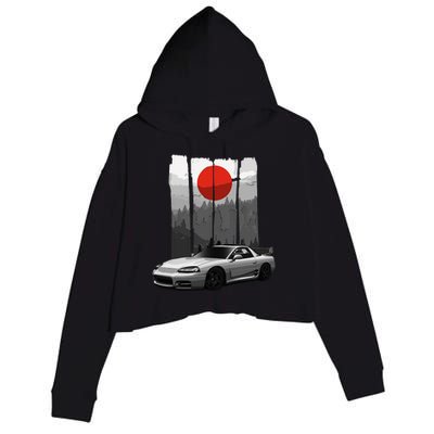 Jdm 3000gt Car Tuning Japan Rising Sun Drift Crop Fleece Hoodie