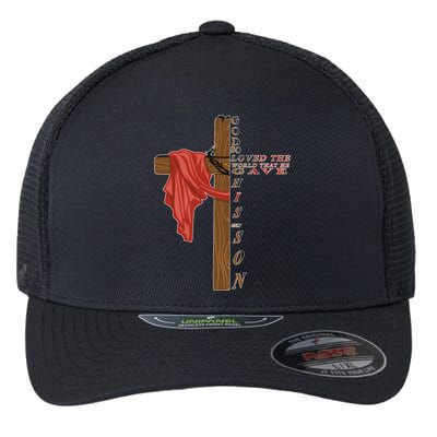 John 3:16 Christian Cross Bible Flexfit Unipanel Trucker Cap