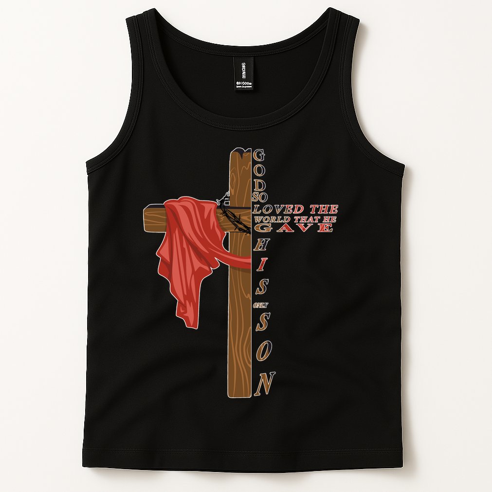 John 3:16 Christian Cross Bible Tank Top
