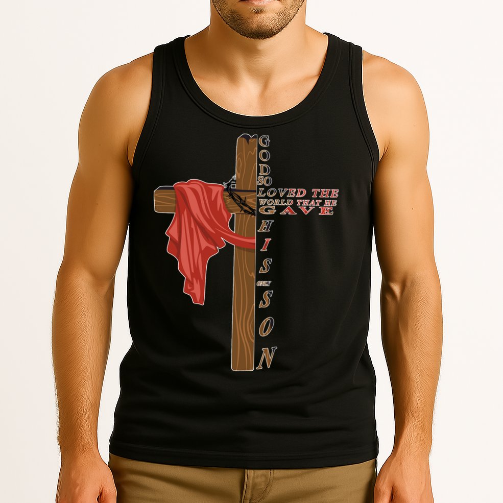 John 3:16 Christian Cross Bible Tank Top