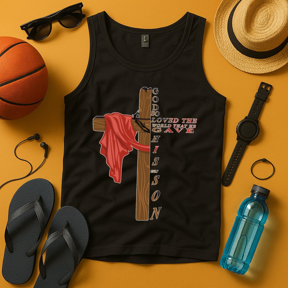 John 3:16 Christian Cross Bible Tank Top