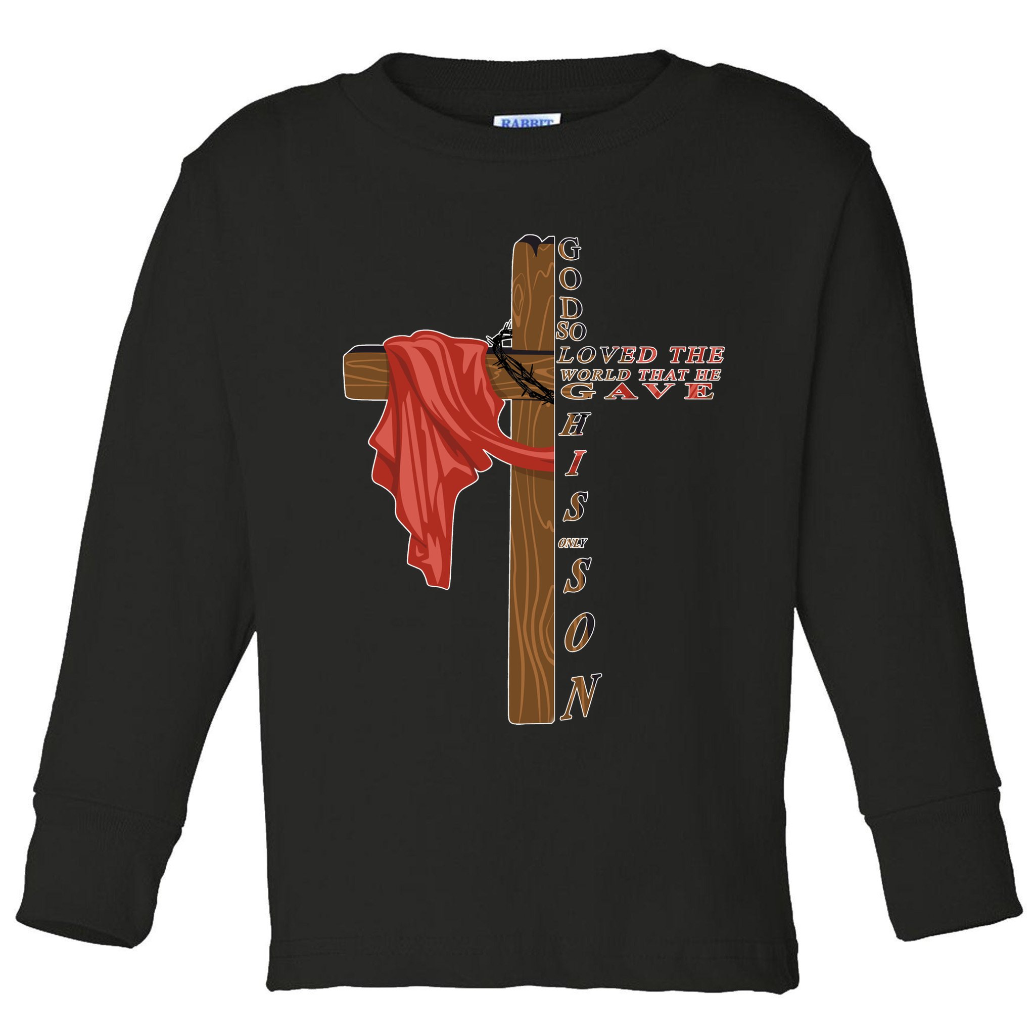John 3:16 Christian Cross Bible Toddler Long Sleeve Shirt