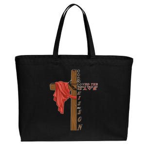 John 3:16 Christian Cross Bible Cotton Canvas Jumbo Tote