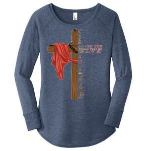 John 3:16 Christian Cross Bible Women's Perfect Tri Tunic Long Sleeve Shirt