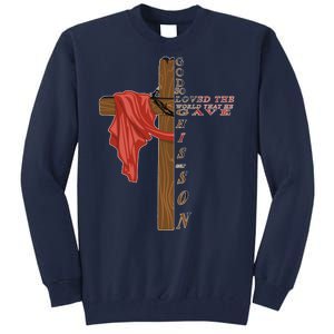 John 3:16 Christian Cross Bible Tall Sweatshirt