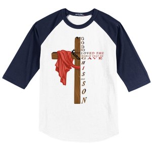 John 3:16 Christian Cross Bible Baseball Sleeve Shirt