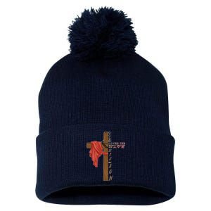 John 3:16 Christian Cross Bible Pom Pom 12in Knit Beanie