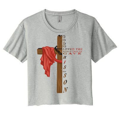 John 3:16 Christian Cross Bible Women's Crop Top Tee