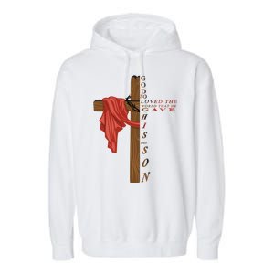 John 3:16 Christian Cross Bible Garment-Dyed Fleece Hoodie