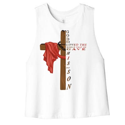 John 3:16 Christian Cross Bible Women's Racerback Cropped Tank