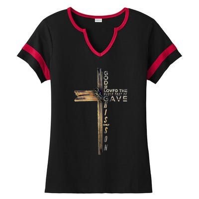 John 3:16 Christian Cross Bible Gift Ladies Halftime Notch Neck Tee