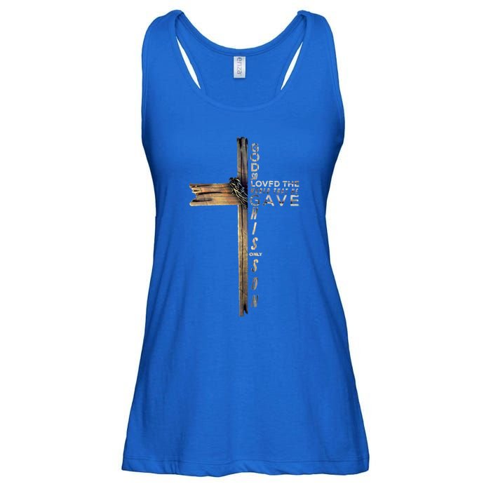 John 3:16 Christian Cross Bible Gift Ladies Essential Flowy Tank