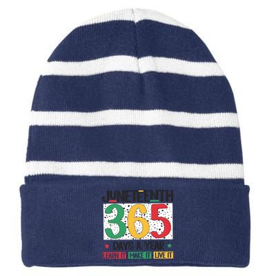 Juneteenth 365 Days A Year Learn It Striped Beanie with Solid Band