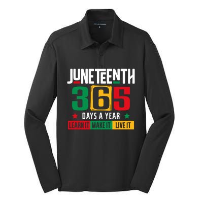 Juneteenth 365 Days Learn It Make It Live It Silk Touch Performance Long Sleeve Polo