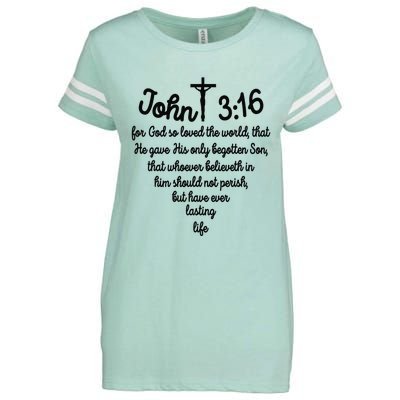 John 316 For God So Loved The World Jesus Christian Enza Ladies Jersey Football T-Shirt