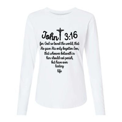 John 316 For God So Loved The World Jesus Christian Womens Cotton Relaxed Long Sleeve T-Shirt