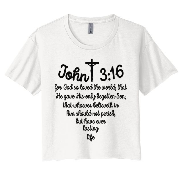 John 316 For God So Loved The World Jesus Christian Women's Crop Top Tee