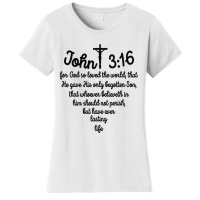 John 316 For God So Loved The World Jesus Christian Women's T-Shirt