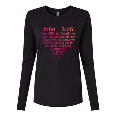 John 3:16 God Loves You Religious Motivational Inspired Great Gift Womens Cotton Relaxed Long Sleeve T-Shirt