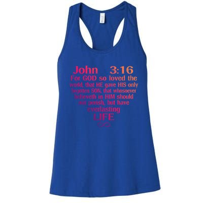 John 3:16 God Loves You Religious Motivational Inspired Great Gift Women's Racerback Tank