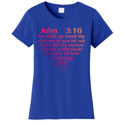 John 3:16 God Loves You Religious Motivational Inspired Great Gift Women's T-Shirt