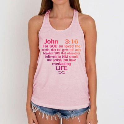 John 3:16 God Loves You Religious Motivational Inspired Great Gift Women's Knotted Racerback Tank