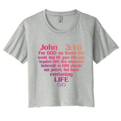 John 3:16 God Loves You Religious Motivational Inspired Great Gift Women's Crop Top Tee