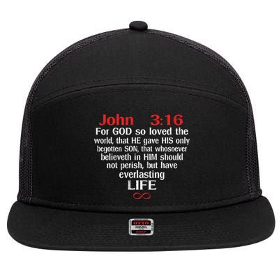 John 3:16 God Loves You Religious Motivational Inspired Gift 7 Panel Mesh Trucker Snapback Hat