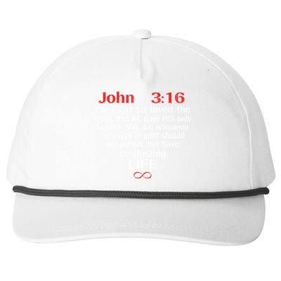 John 3:16 God Loves You Religious Motivational Inspired Gift Snapback Five-Panel Rope Hat